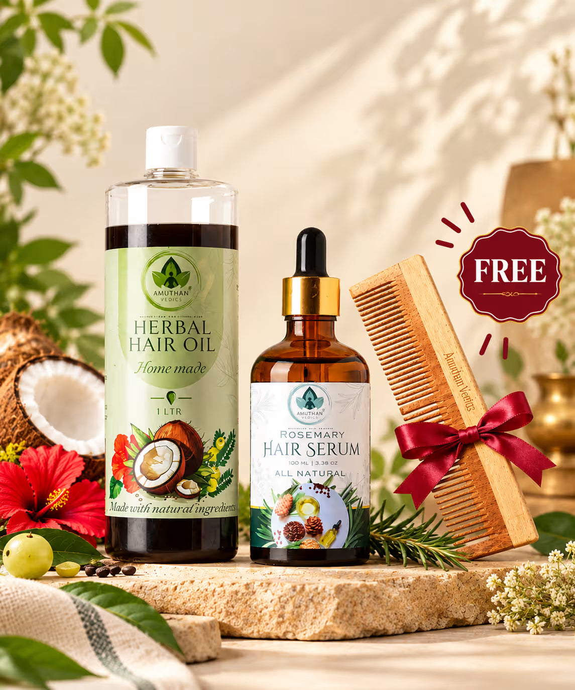 1Ltr Herbal Hair Oil & 100 ML Rosemary Serum