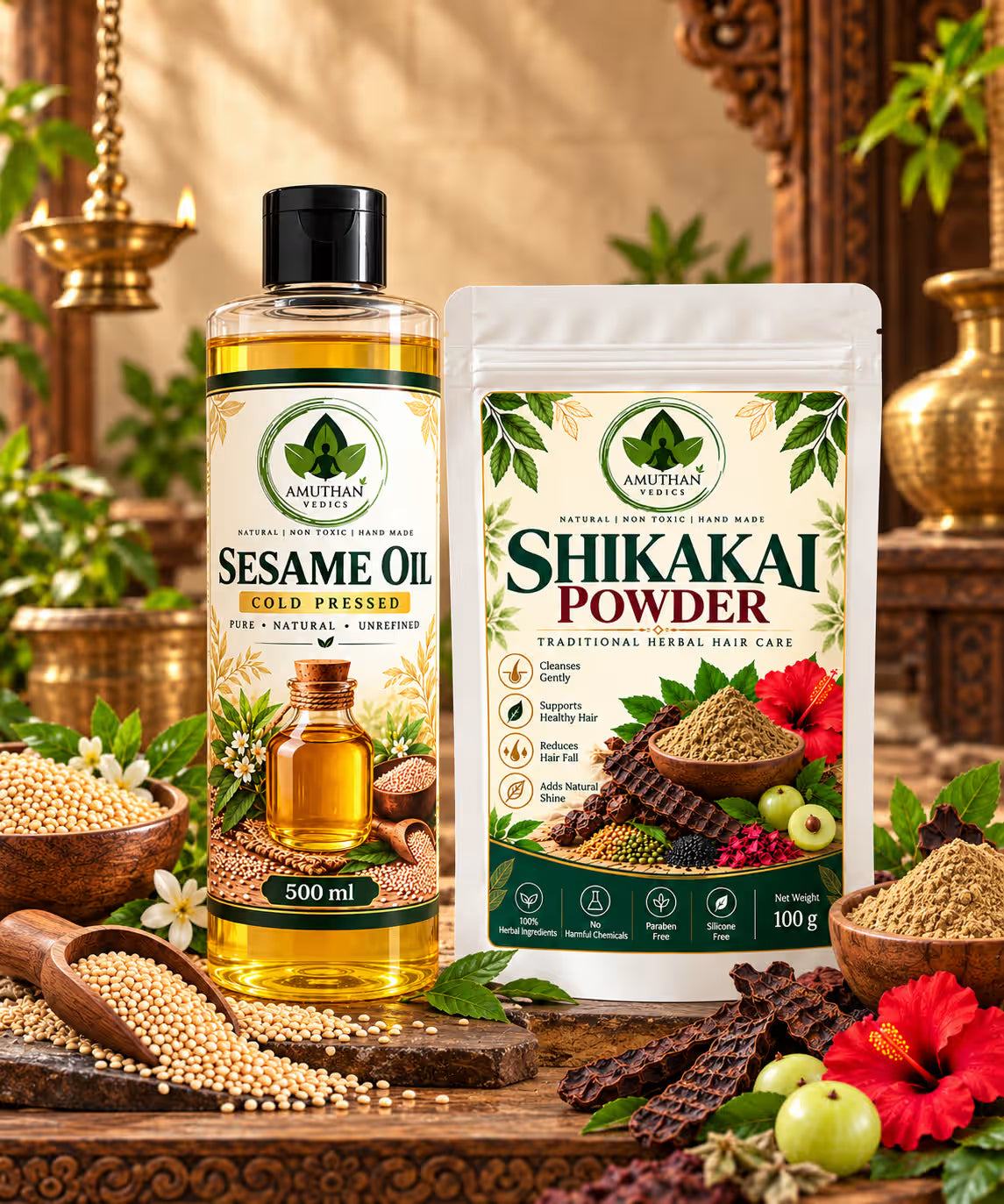 Gingelly & Shikakai Ritual Set (Hair & Body Care)